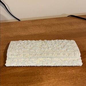 Elegant Cream Beaded Clutch